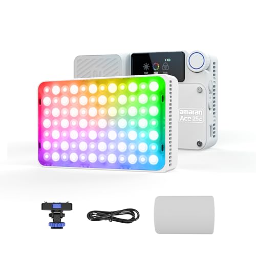 amaran Ace 25c Video Light,25w RGB Portable Light for Photography On-Camera Video Lights CRI/TLCI 95+,CCT 2,300K-10,000K,Rechargeable Dimmable Vlog Light,APP Control,PD Charging (White) - color: White