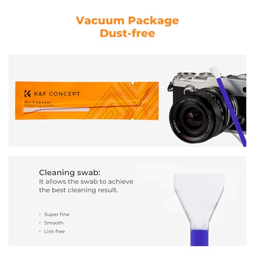 K&F CONCEPT 12mm Micro Four-Thirds 4/3 Sensor Cleaning Swab*10 + 20ml Sensor Cleaner, M43 Camera Cleaning Kit for All Models of M4/3 Camera Sensors, Including M4/3 Cameras from Olympus and Panasonic - size: 12mm