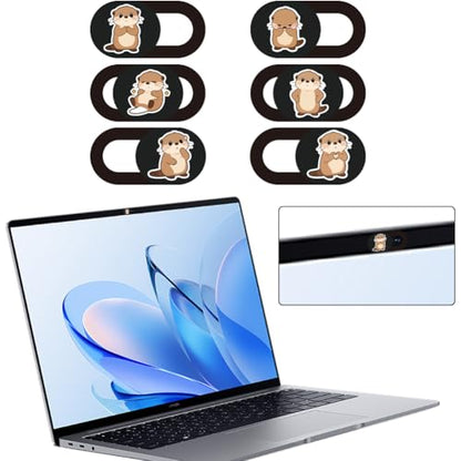 6Pcs 6 Styles Otter Cute Laptop Camera Cover Privacy Guard Accessories, 0.04 Inch Ultra Thin Webcam Cover Slide Protector Blocker for Desktop Computer Tablet Notebook Mini PC Office Use - color: Otter