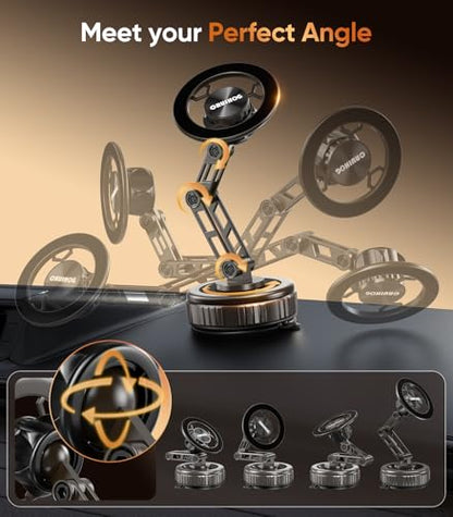 Car Phone Holder,3-AXIS Telescopic Arm Magnetic Phone Mount, 360° Rotatable & Adjustable & Foldable Vacuum Suction Phone Stand,Phone Holders for Your Car/Dashboard/Windshield/Gym/Mirror