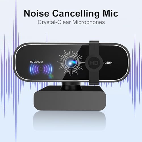 C28 1080P Webcam with Privacy Cover and Tripod Stand, PC Camera with Noise-Cancelling Mic, Auto Light Correction, Plug and Play, Web Camera for Streaming, Zoom/Facetime