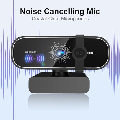 C28 1080P Webcam with Privacy Cover and Tripod Stand, PC Camera with Noise-Cancelling Mic, Auto Light Correction, Plug and Play, Web Camera for Streaming, Zoom/Facetime