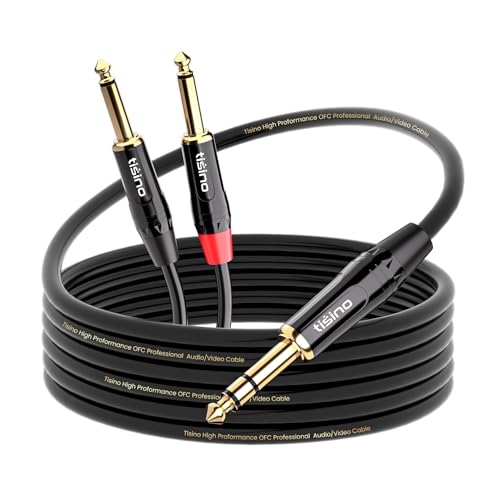 tisino 1/4 inch TRS Stereo to Dual 1/4 inch TS Mono Insert Cable Y-Splitter Stereo Breakout Cable Patch Cord - 3.3 feet - size: 3.3 feet
