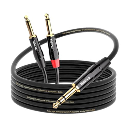 tisino 1/4 inch TRS Stereo to Dual 1/4 inch TS Mono Insert Cable Y-Splitter Stereo Breakout Cable Patch Cord - 3.3 feet - size: 3.3 feet