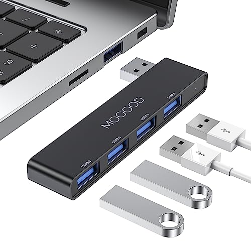 MOGOOD USB Hub 3.0, 4-Port USB Splitter – No Cable, Ultra-Slim, Adds 4 Ports to Your Laptop in Seconds – Plug & Play Data Hub for Mouse, Keyboard, Flash Drive, Printer - color: Black-Right, size: Right Side Version