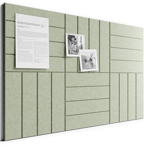 Bumusty Large Cork Board Alternative-36 x 24" Felt Bulletin Board Tiles, with 30 Pushpins, 40 Adhesive Tabs, Bold-Stripe 6-Pack, Cork Boards for Office Push Pin Board Felt Board-Sage - color: Sage, size: Bold-stripe 6-pack