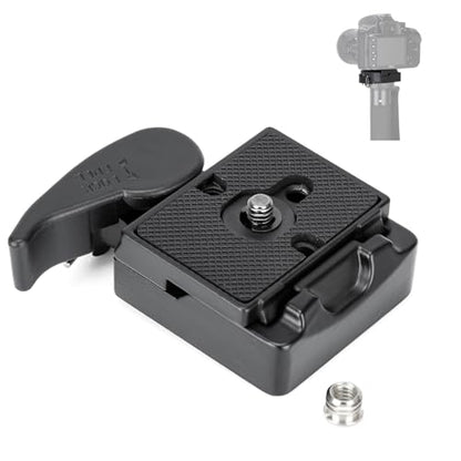 koolehaoda Quick Release Plate Adapter 1/4" 3/8" Screw Tripod Monopod | Aluminum Camera Head Mount Rapid Connect Locking System DSLR SLR Mirrorless Flash Safety Spring Lever Durable Lightweight