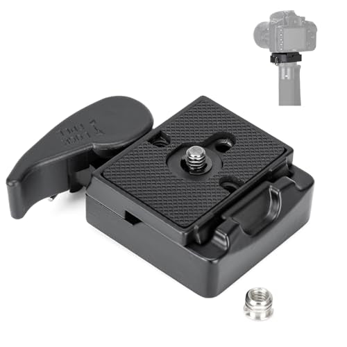 koolehaoda Quick Release Plate Adapter 1/4" 3/8" Screw Tripod Monopod | Aluminum Camera Head Mount Rapid Connect Locking System DSLR SLR Mirrorless Flash Safety Spring Lever Durable Lightweight