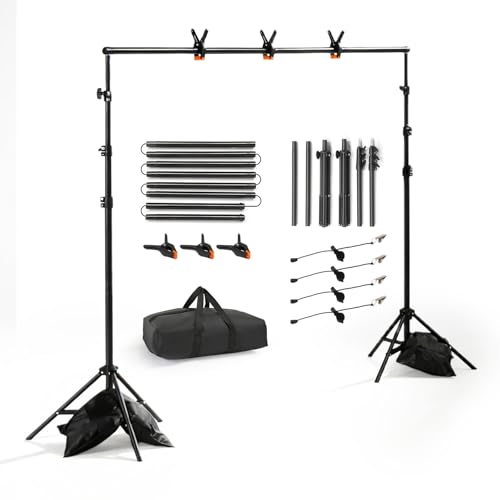 Backdrop Support Stand 6.6 x 10FT Photo Backdrop Stand Adjustable Photography Studio Background Support System Kit with Carrying Bag and 3 Clamps for Photo Video Shooting, Wedding, Party (6.6 x 10 ft) - size: 6.6 x 10 ft