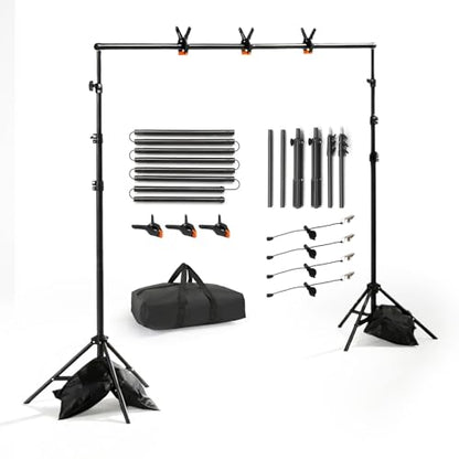 Backdrop Support Stand 6.6 x 10FT Photo Backdrop Stand Adjustable Photography Studio Background Support System Kit with Carrying Bag and 3 Clamps for Photo Video Shooting, Wedding, Party (6.6 x 10 ft) - size: 6.6 x 10 ft