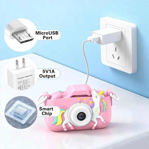 Kids Camera Charger, 5V1A Wall Charger with 5FT USB to Micro USB Charging Cable, Compatible Goopow Gofunly Hangrui Kids Digital Instant Print Camera Toys & Toddler Cameras 5v 1a Power Adapter White - color: white+micro usb cable