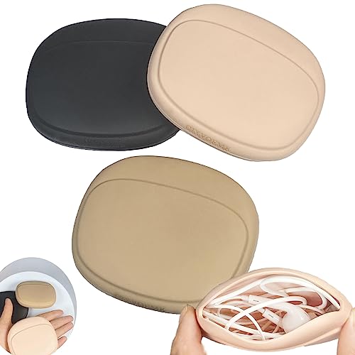 Silicone Headphone Organizer - Data Cable Storage Case - Mini Key Box - Portable Wired Headset Storage Bag (Black - Brown - Nude-3PCS) - color: Black-Brown-Nude