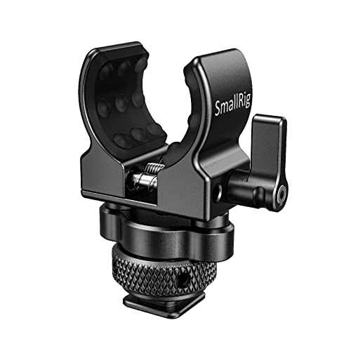 SmallRig Shotgun Microphone Holder (Cold Shoe), Built-in Soft Silicone, Bumps and Noises Absorption BSM2352