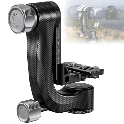 Leofoto Camera Gimbal Head, Carbon Fiber Adjustable Gimbal Head with 360° Rotation Shooting, Arca-Swiss Clamp and 3/8"-16 Mounting Hole for Camcorder/Telephoto, Max Load to 25kg/55.12lb (PG-3-Black) - color: PG-3-Black-Max Load 55.12lb