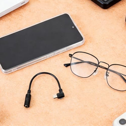 Micro USB to 3.5mm Jack Audio Adapter Cable Black Micro USB to 3.5 Female Audio Elbow Adapters Cable for Mic Microphone Convert Adapter Headphone Camera
