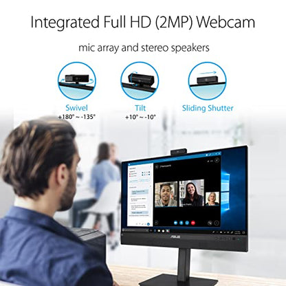 ASUS 24” 1080P Video Conferencing Monitor (BE24ECSNK) - Full HD, IPS, Built-in Adjustable 2MP Webcam, AI Noise-canceling Mic, Eye Care, USB-C Docking, RJ45, Height Adjustable, HDMI, Zoom Certified - style: Webcam USB-C Docking