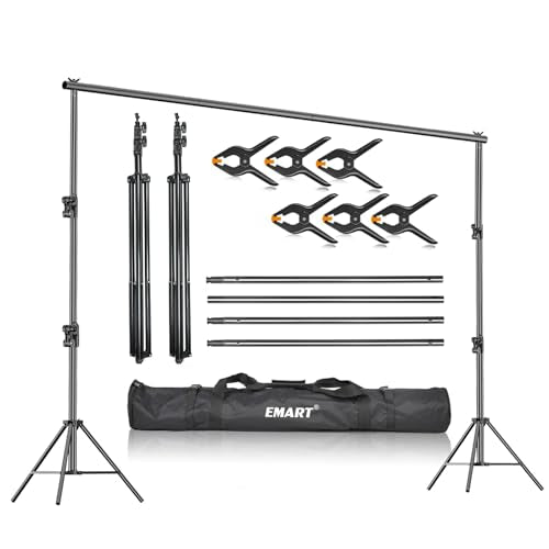 EMART Heavy Duty Background Stand, 9.2 x 10ft Adjustable Backdrop Support System Kit with Carry Bag for Photography - size: 10ft x 9.2ft