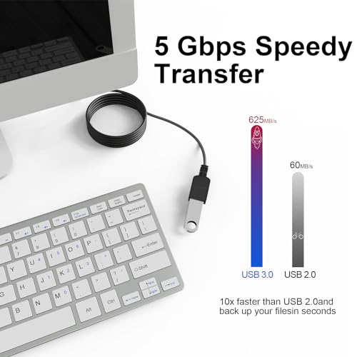 SSSGRGB 5ft USB 3.0 Extension Cable, USB Male to Female Extension Cord, 5Gbps Data Transfer and Charging for Keyboard, Mouse, Xbox, Flash Drive, Printer, Game Console, and More - size: 5FT