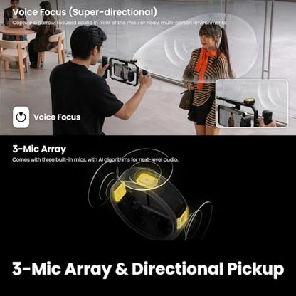 Insta360 Mic Pro Transmitter, Wireless Mini Lavalier Microphone for iPhone/Camera/Android, Video Recording, Bluetooth, Customizable E-Ink Display, 3-Mic Array, 32-bit Float Internal Recording