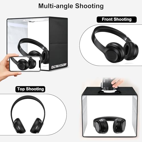 BENOISON Light Box Photography 16"x16" Portable Shooting Tent with 120 LEDs & 6 Backdrops for Jewelry Watches Cosmetics Food Photography