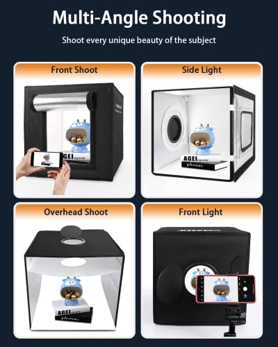 DUCLUS Light Box Photography, 12"x12" Photo Booth Box with 120 LED Lights Dimmable & CRI＞95, Portable Lightbox with 8 Backdrops for Mini Product Photography: Jewelry, Cards, Watches - size: 12*12 inch