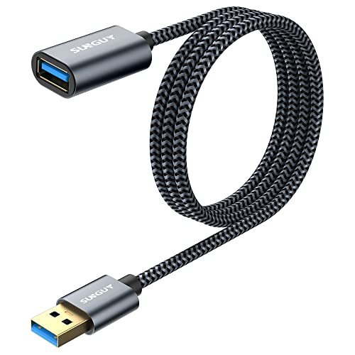 SUNGUY 5Gbps USB 3.0 Extension Cable, 3FT USB Extender, USB A Male to Female Cord, Braided High Data Transfer Compatible with Xbox, Hard Drive, Webcam, USB Keyboard, Mouse, Flash Drive, Oculus VR - color: Grey, size: 3FT