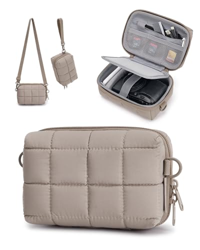 BAGSMART Digital Camera Case, Protective Puffy Camera Case with 2 Carrying Ways, Lightweight & Waterproof Small Camera Bag for Canon PowerShot G7X Mark II/III/Sony DSCW800/DSCW830 - Camel - color: Camel