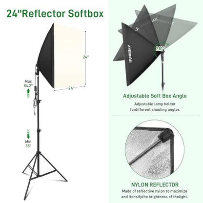 Photography Lighting kit with Backdrops, 8.5x10ft Backdrop Stands, Zyernar LED Bulbs Umbrella Softbox Continuous Lighting, Photo Studio Equipment for Video Shoot