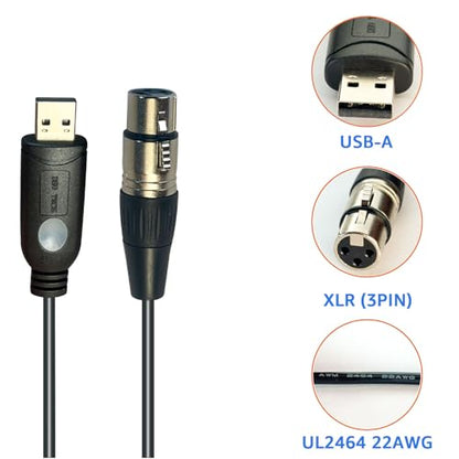 DSD TECH SH-RS09B USB to DMX Cable Support Freestyler, QLC+, Dmxcontrol, Lightkey, Lightjams, Soundswitch and Pi Open Lighting (1.8M/5.9FT) - size: 5.9FT