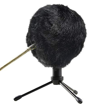 YOUSHARES Furry Windscreen Muff - Customized Pop Filter for Microphone, Deadcat Windshield Wind Cover for Improve Blue Snowball iCE Mic Audio Quality (Black)