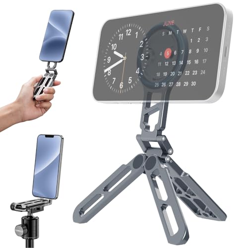 Magnetic Pocket Phone Tripod Foldable Compatible with Magsafe for iPhone 17/16/15/14/13/12 Plus Pro Max Series, Upgrade Mini Cell Phone Tripod Mount Handle Smartphone Desk Stand Travel All in One