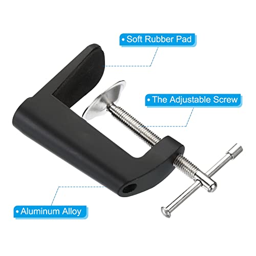 PATIKIL Adjustable Replacement Clamp for Lamps, 2 Pack Universal Adjustable C Shape Desk Table Mount Clamp for Microphone Arm Desk Lamps Stand, Black - color: Black