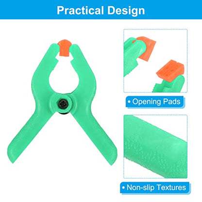 PATIKIL 2 Inch Spring Clamps, 4 Pack Plastic Flexible Anti-slip Strong Backdrop Clamp Clips for Stand DIY Project Photography Studio Craft, Green - color: Green
