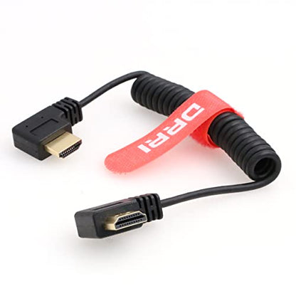 8K High Speed HDMI-A 2.1 Coiled Cable - Left Angle to Right Angle for Z Cam, Lumix S5 II, Sony A7IV, BMPCC4K, Hollyland 400s Transmitter - color: Black Coiled, size: Left HDMI-Right HDMI