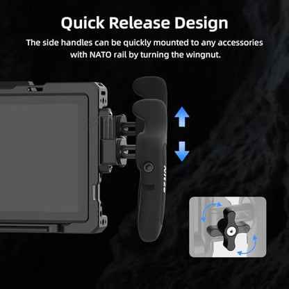 Nitze Side Handle Kit with NATO Clamp, 360° Adjustable NATO Side Handles for Smartphone/iPad/Monitor/Camera Cages - PA32C