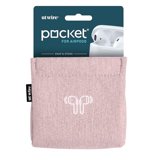 UT Wire Pocket for Airpods Snap & Store Wireless Bluetooth Earbud and Charger cable Travel Pouch, Pale Pink - color: Pale Pink, size: AirPods Case