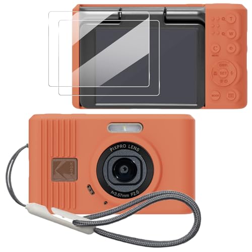 Silicone Case for Kodak pixpro C1 Digital Camera with 2PCS Screen Protector and Lanyard- Khaki - color: khaki