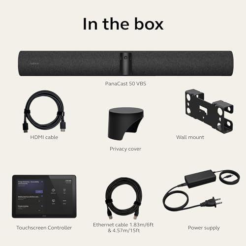 Jabra PanaCast 50 Video Bar System - All-in-one Meeting Room Solution, Audio bar, 180° Full-Room Webcam, Intelligent AI-Enabled Features, and PanaCast Control Touchscreen - MS Teams Certified - Black - style: Teams Certified