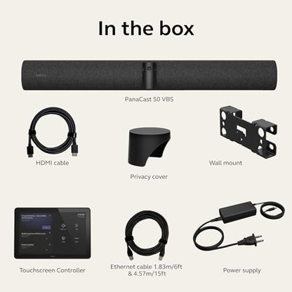 Jabra PanaCast 50 Video Bar System - All-in-one Meeting Room Solution, Audio bar, 180° Full-Room Webcam, Intelligent AI-Enabled Features, and PanaCast Control Touchscreen - MS Teams Certified - Black - style: Teams Certified