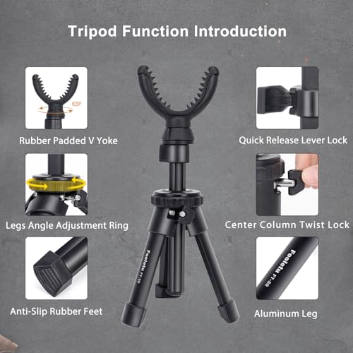 Portable Shooting Rest Tripod Rifle Stand for Range, 360 Rotation V Yoke Holder - Lightweight Bench Rest for Target Shooting, Hunting and Outdoor Activities - size: 11-21" Black