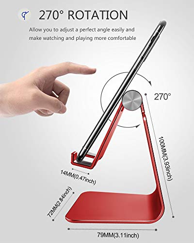 CreaDream Adjustable Cell Phone Stand, Phone Stand, Cradle, Dock, Holder, Aluminum Desktop Stand Compatible with Phone Xs Max Xr 8 7 6 6s Plus SE Charging, Accessories Desk,All Mobile Phones-Red - color: Red