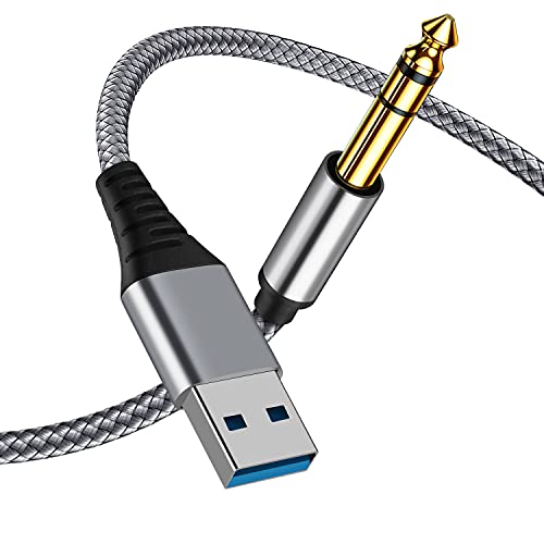 USB to 6.35mm 1/4 inch TRS Audio Stereo Cable 6.6FT,USB-A to 6.35mm Quarter inch Aux Jack Stereo Cable for Laptop, WindowsAmplifier, Mixer, Home Theater, Speaker ect - size: 6.6Feet