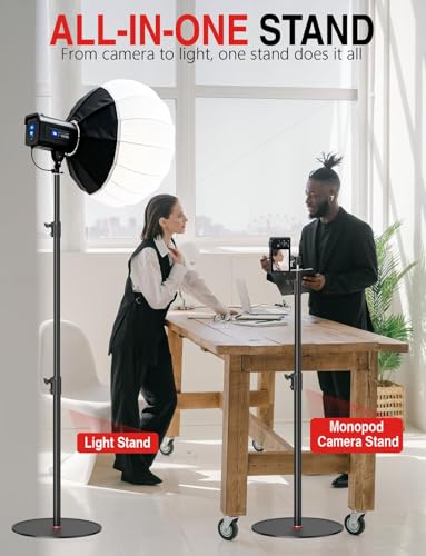 EMART Round Base Light Stand, 79" Heavy Duty Monopod for Camera, Lights, Webcam, Live Streaming, Vlogging, Payload 22LBS(2 Pack) - size: 2 Pack