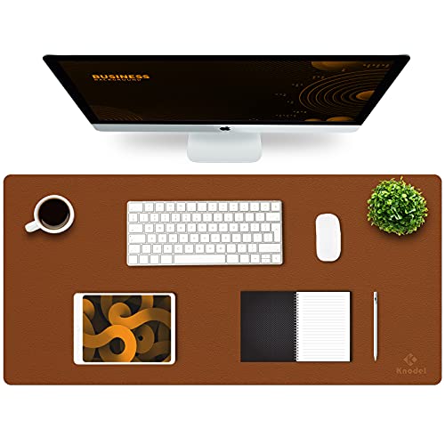 K KNODEL Large Office Leather Desk Mat, Mouse and Keyboard Pad, Computer and Laptop Mat, Desktop Protector and Cover, Writing Pad and Blotter (35.4"x17", Brown) - color: Brown, size: 35.4" x 17"