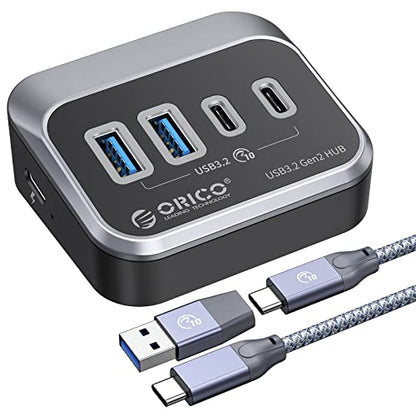 ORICO USB Hub 10Gbps with 2 USB A Ports+2 USB C Ports, USB 3.2 Gen 2 Hub with 1.64Ft USB-C Cable and USB-A Adapter USB Splitter for iMac, MacBooks, Mac mini - size: 1.64Ft