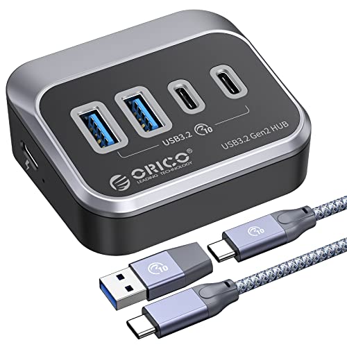 ORICO USB Hub 10Gbps with 2 USB A Ports+2 USB C Ports, USB 3.2 Gen 2 Hub with 1.64Ft USB-C Cable and USB-A Adapter USB Splitter for iMac, MacBooks, Mac mini - size: 1.64Ft
