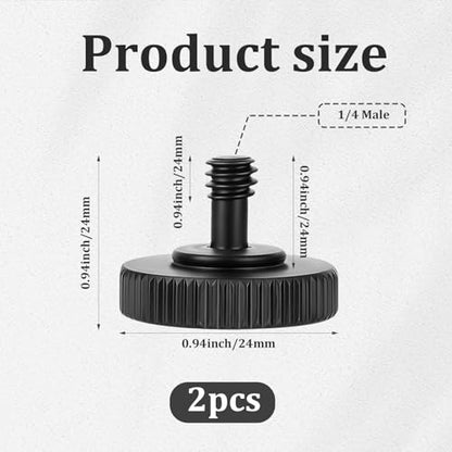 2Packs Thumb Camera Quick Release Adapter with 4 Packs Rubber Washers Tripod Screw with Rubber Pad 1/4 Male to 1/4 Female Thread L Bracket Mount for Camera Mounting Plate