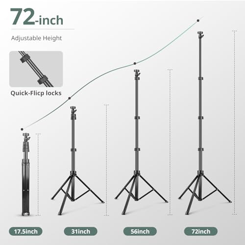 SENSYNE 72" Phone Tripod, Extendable Cell Phone Tripod Stand, Selfie Stick with Wireless Remote and Phone Holder, Compatible with iPhone Android Phone, Camera (Pack of 2) - color: Black, size: 72-inch (Pack of 2)