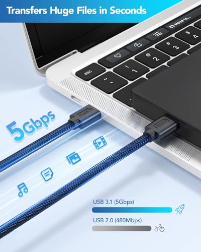 ANDTOBO USB 3.0 A to A Male Cable 6.6 FT, USB 3.0 Male to Male Cable Double End USB Cord Compatible with Hard Drive Enclosures DVD Player Laptop Cooler - Blue - color: USB 3.0 Male to Male- 6.6FT