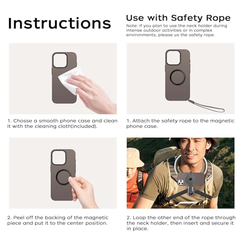 Magnetic Neck Mount for Phones, POV Phone Holder Hand Free Chest Stand Video Recording Vlog for iPhone 17 16 15 14 13 Android Phones